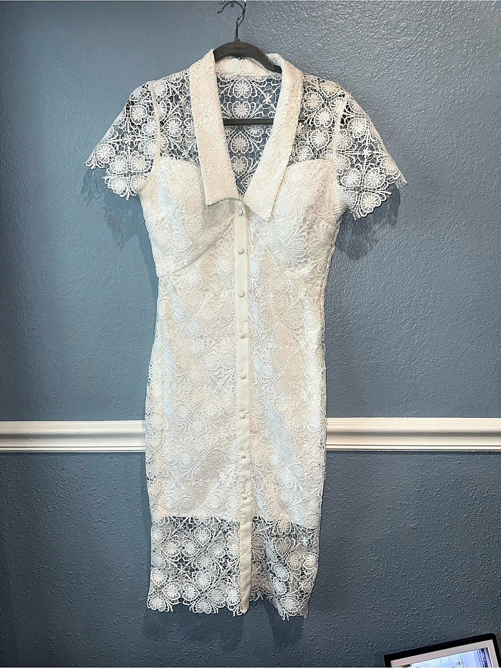 Siena Lace Mini Dress White Size Medium